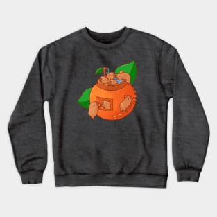 Capybara in an onsen bath with yuzu Crewneck Sweatshirt